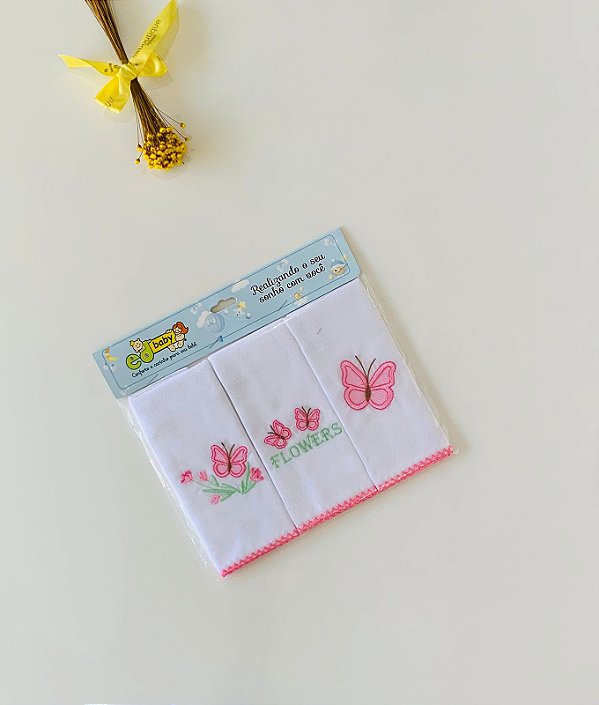 Kit Lencinho de Boca Bordado 3 Peças Flores