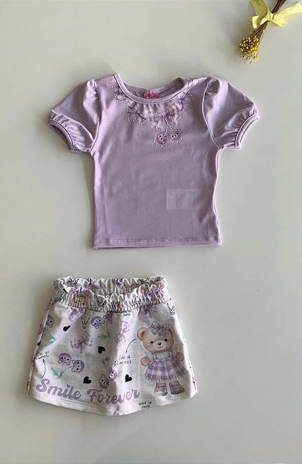 Conjunto Blusa e Saia/Short Lilás Bruma Cinti