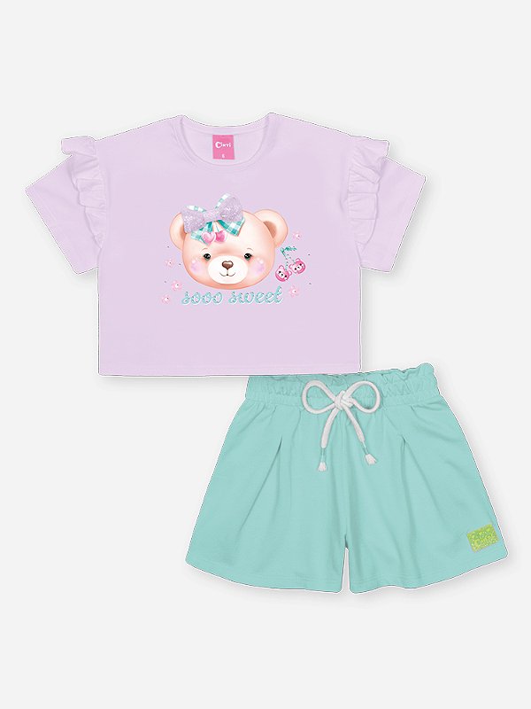 Conjunto Blusa e shorts Lilás Bruma Cinti