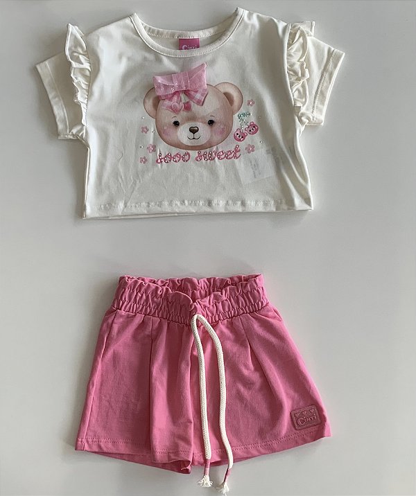 Conjunto Blusa e Short Rosa Natural Cinti