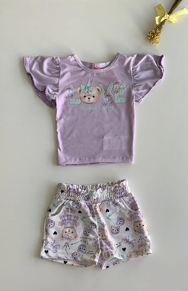 Conjunto Blusa e Shorts Bruma Lilás Cinti