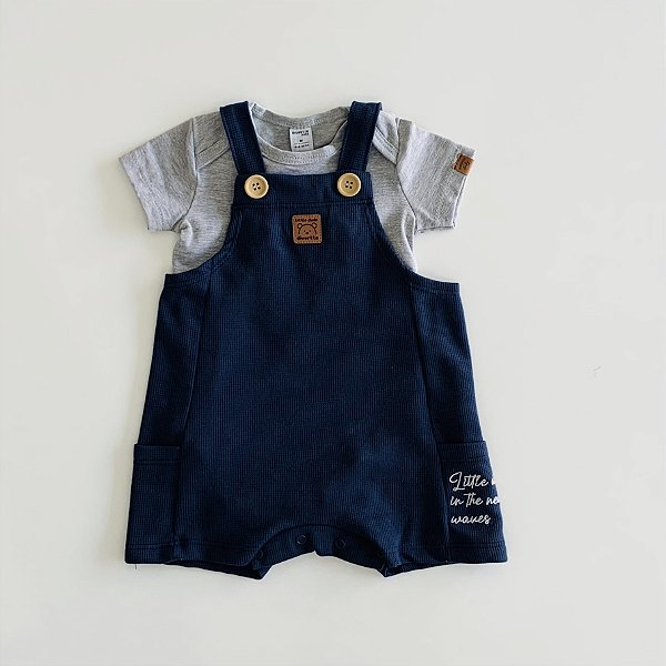 Conjunto Body e Jardineira Mescla com Marinho Divertto