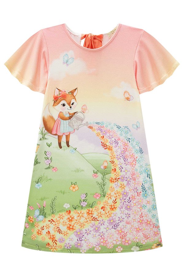 Vestido Fresh Raposa Laranja Flora Infanti