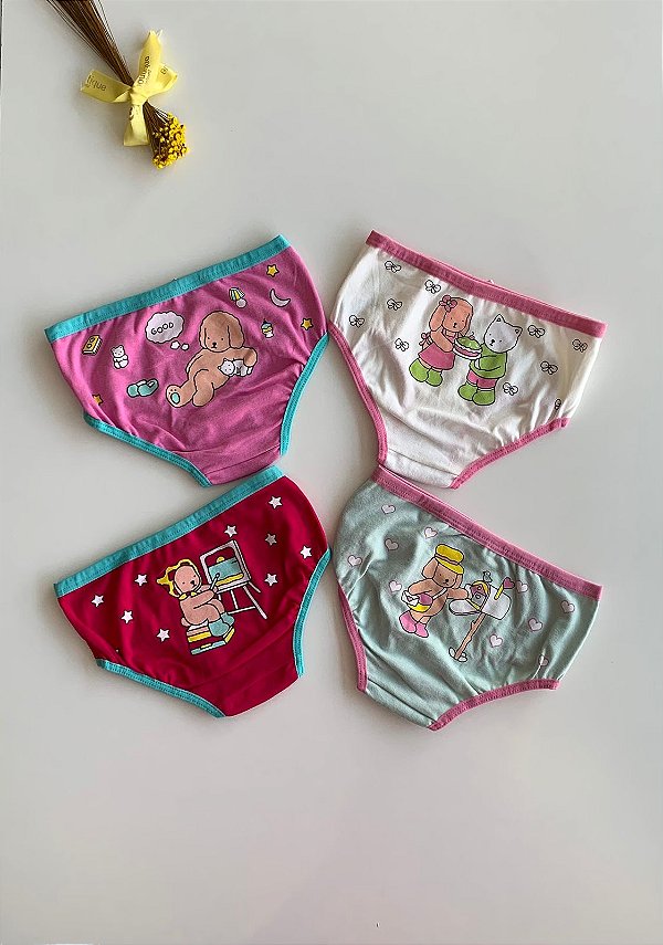Kit Calcinha Infantil Antialérgica Estampas Bobbie Goods
