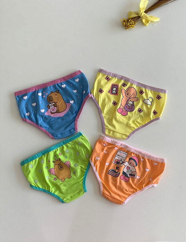 Kit Calcinha Infantil Antialérgica Estampas