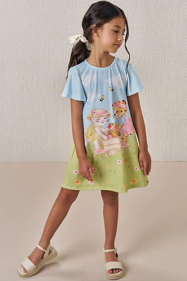 Vestido Flora Fresh Abelhinha Azul
