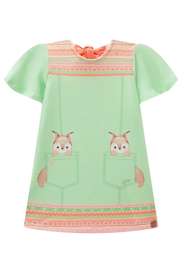 Vestido Frash Esquilo Verde Infanti
