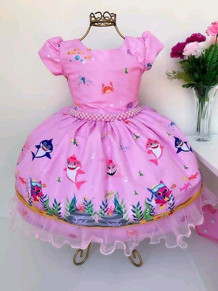 Vestido Temático Baby Shark Rosa - Ss boutique Infantil - Aqui encontra do  básico ao luxo pra moda baby e infantil.