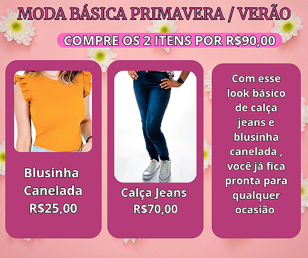 Blusinha Canelada e Calça Jeans