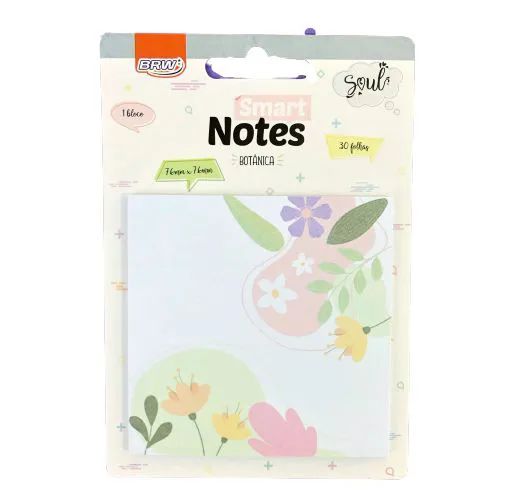Bloco Smart Notes Botânica 76x76mm com 30 Folhas - Brw