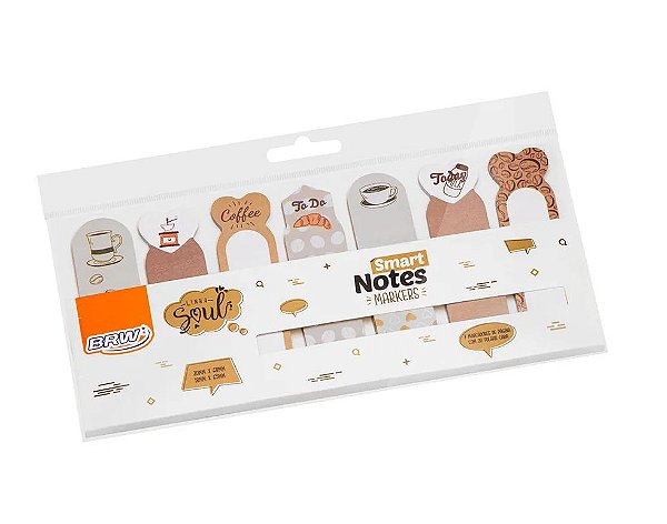 Marcador de Página Smart Notes Markers Coffee 18x65mm 07 Marcadores de 20 Folhas - Brw