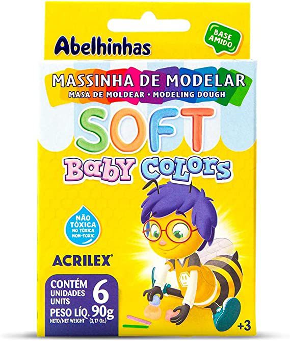 Massinha de Modelar Baby Colors com 06 cores 90g - Acrilex