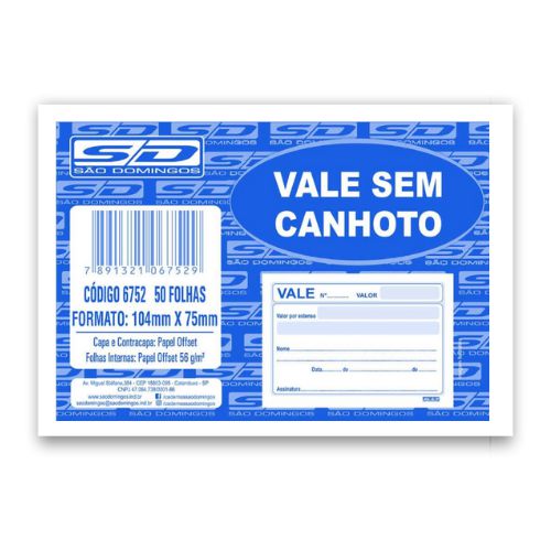 Vale sem Canhoto 50 folhas - São Domingos