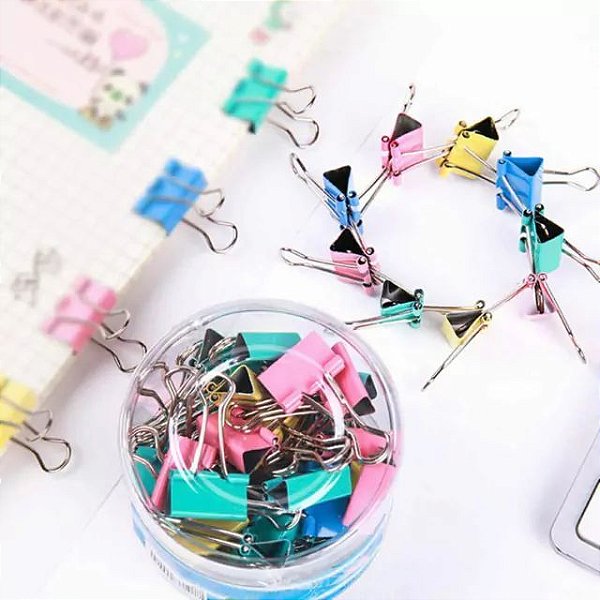 Prendedor Metal Binder 19 mm Color com 40 unidades - Futuro