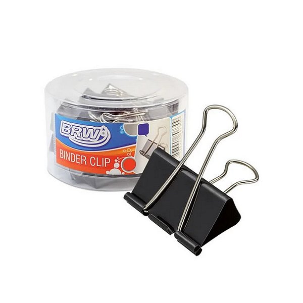 Clipes para Papel Binder 25mm Preto com 48  unidades - Brw