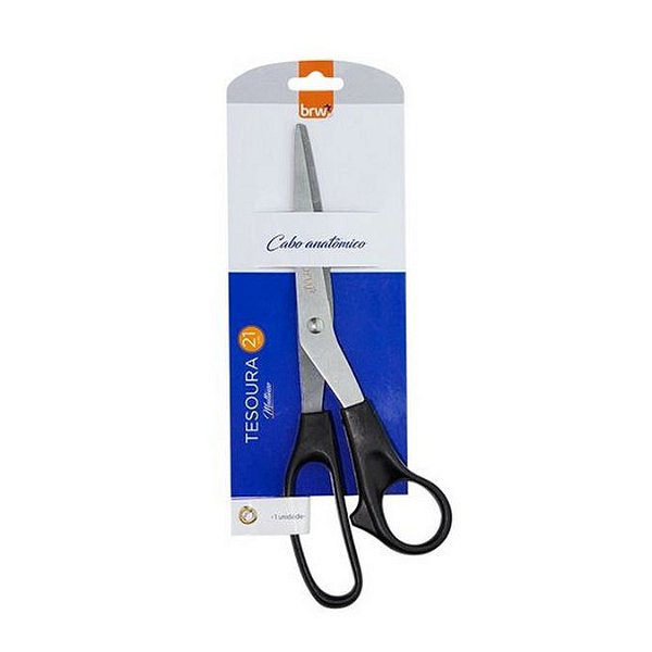 Tesoura Multiuso Aço Inox 21cm Cabo Preto - Brw