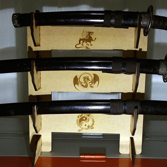 Suporte Triplo Espadas Samurai Katana Wakizashi