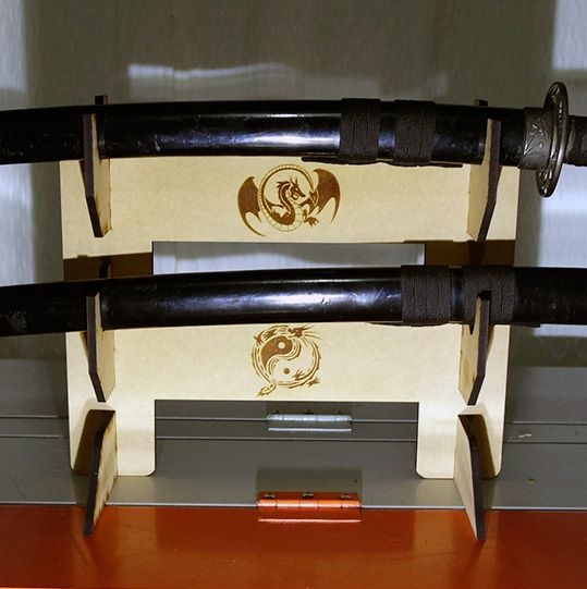 Suporte Duplo Espadas Samurai Katana Wakizashi Tanto