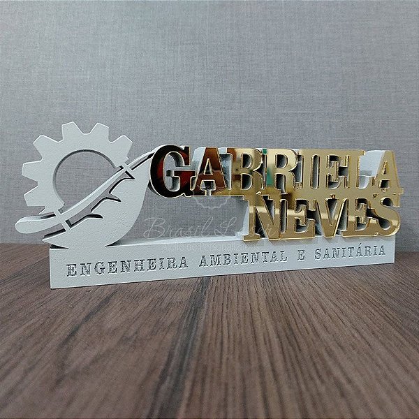 Decoração 3D Profissão para Engenharia Ambiental Sanitária Engenheiro Engenheira com Nome Personalizado