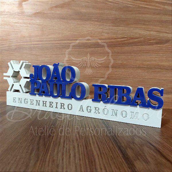 Decoração 3D Profissão para Engenheiro Agrônomo Engenharia com Nome Personalizado