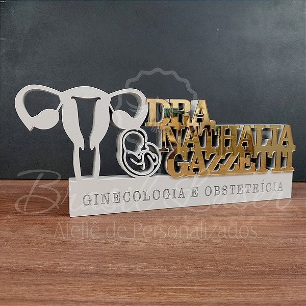 Decoração 3D Profissão para Ginecologista e Obstetra / Médico / Médica com Nome Personalizado