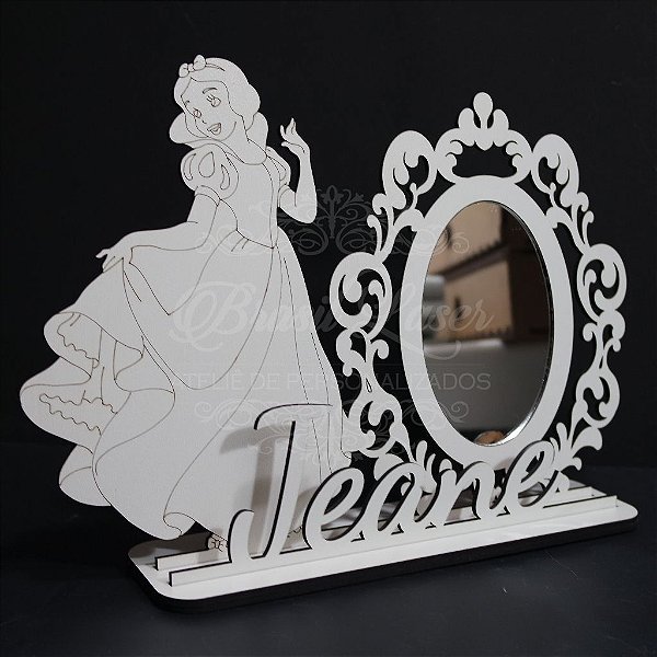 Espelho para Penteadeira Princesa com Nome Personalizado em Mdf Branco