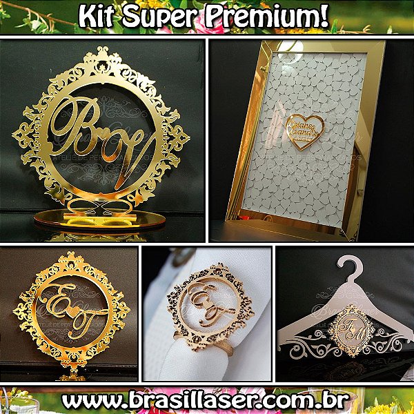 Kit Super Premium ! 200 Porta Guardanapos+1 Monograma pra Parede+ Topo de Bolo + Cabide + Quadro de Assinaturas Premium