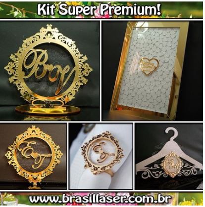 Kit Super Premium ! 200 Porta Guardanapos+1 Monograma pra Parede+ Topo de Bolo + Cabide + Quadro de Assinaturas Premium - SUPER PROMOÇÃO DO DIA !!!