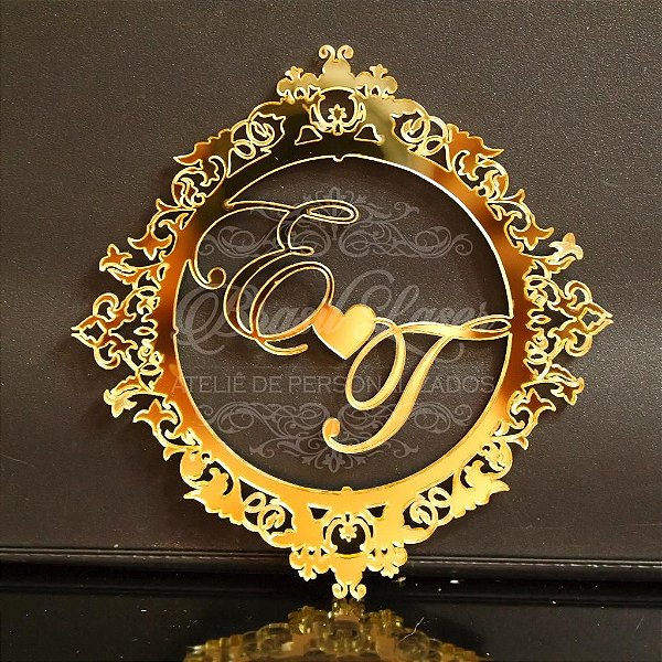 Monograma em Acrílico Espelhado Prata ou Dourado com 7 cm de altura
