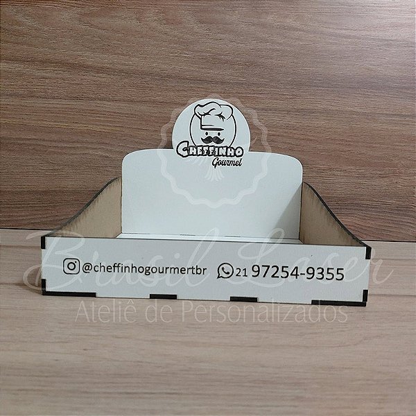 10 Expositores de Brownie / Alfajor / Palha Italiana / Cake / Pão de Mel com 24x24cm em Mdf Branco com logomarca gravada