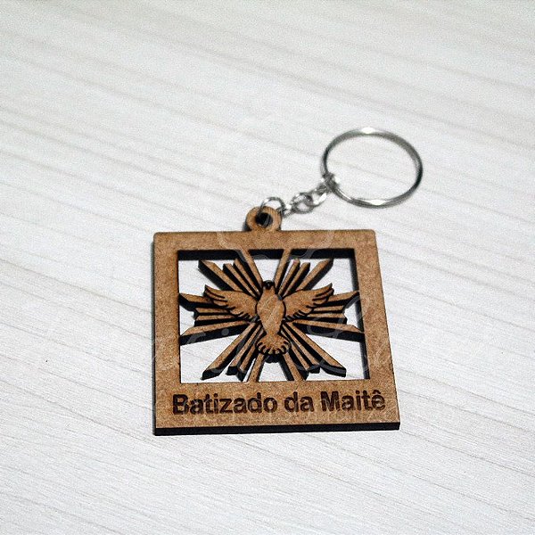 1 Chaveiro Personalizado para Lembrança de Batizado com Gravação a laser (Minimo 20 unidades por pedido) - Selecionar Material/cor dentro do anuncio