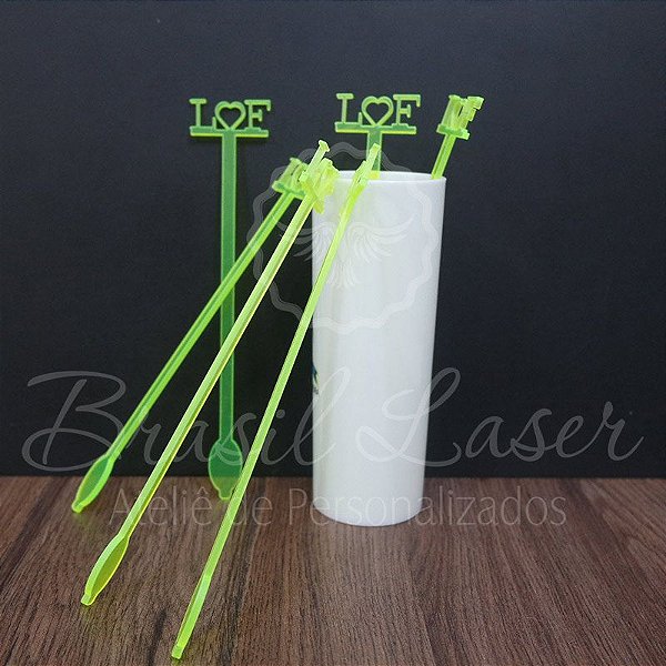 1 Mexedor (Misturador) para Bebidas Personalizado em Acrílico - #Quantidade Mínima: 20 unidades iguais#