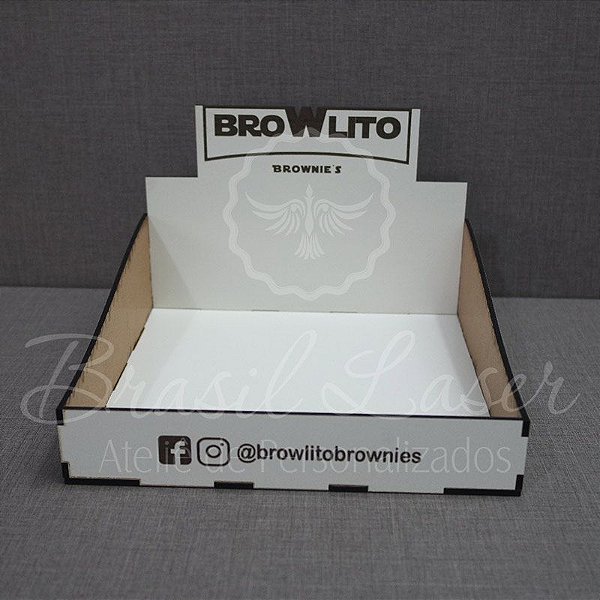 10 Expositores de Brownie / Alfajor / Palha Italiana / Cake / Pão de Mel com 14x20cm em Mdf Branco com logomarca gravada