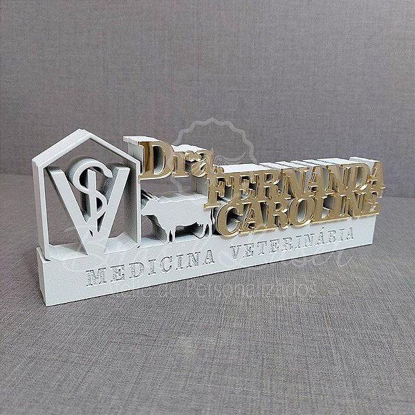 Decoração 3D Profissão para Veterinário / Veterinária / Formatura de Medicina Veterinária com Nome Personalizado