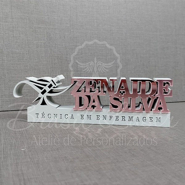 Decoração 3D Profissão para Formatura de Técnico em Enfermagem com Nome Personalizado