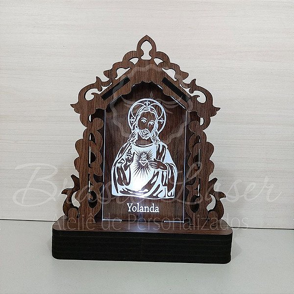 Oratório de LED Jesus Cristo Personalizado, feito em Mdf e Acrílico iluminado com LED