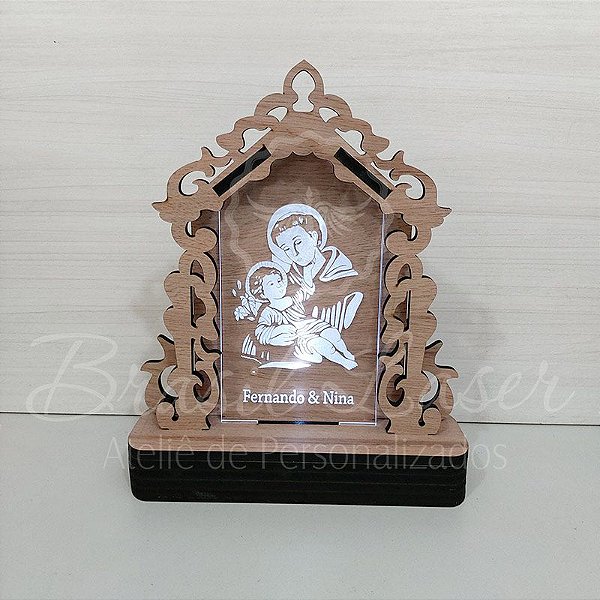 Oratório de LED Santo Antônio de Pádua Personalizado, feito em Mdf e Acrílico iluminado com LED