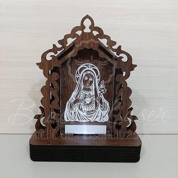 Oratório de LED Nossa Senhora das Graças Personalizado, feito em Mdf e Acrílico iluminado com LED