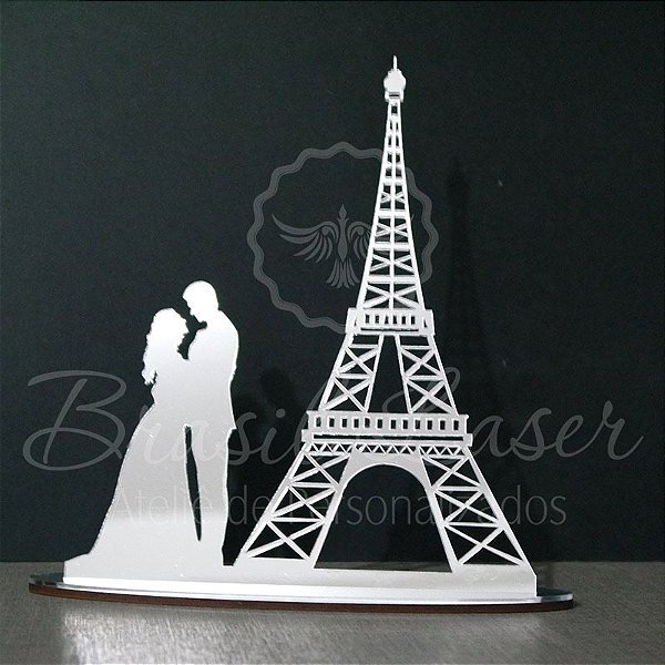 Topo De Bolo Torre Eiffel Paris com 14cm (maior lado da peça) - Cor à Escolher