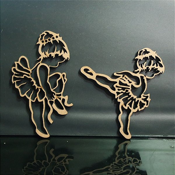 2 Silhuetas de Bailarina Decorativo em Mdf - Vários Tamanhos