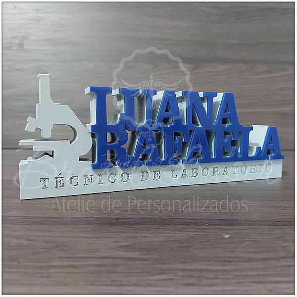 Decoração 3D Profissão para Técnico de Laboratório com Nome Personalizado