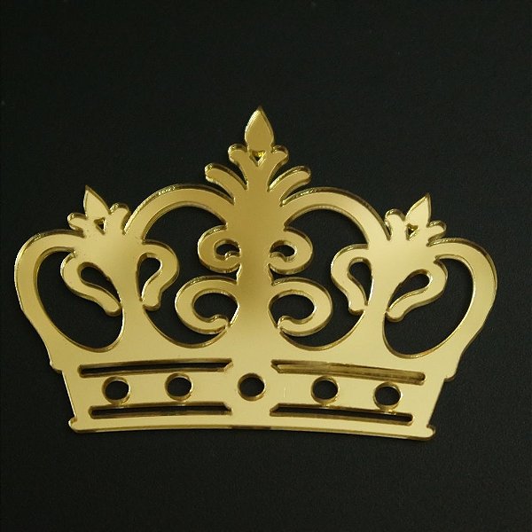 Coroa em Acrílico Espelhado Dourado - Tamanhos disponibilizados na opção do anúncio