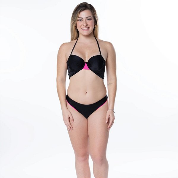 Conjunto Biquíni Bojo Frente Única Trilobal Duas Cores Fio Duplo - Elaine Ferraz