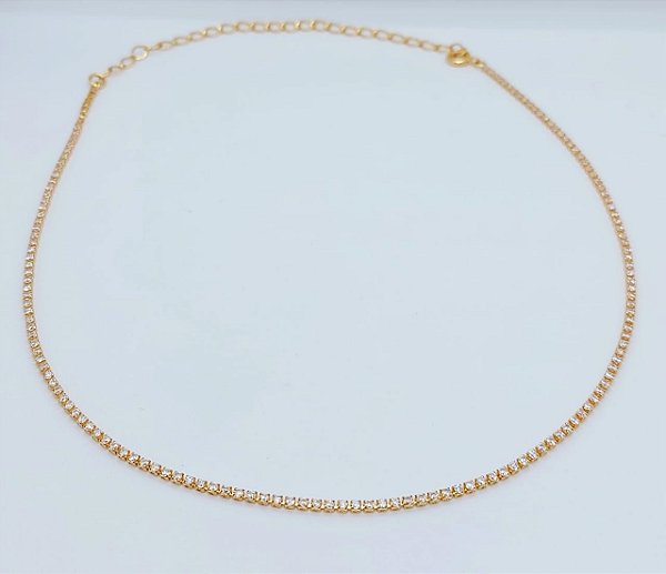 Choker Riviera com Micro Zircônias Banhada a Ouro 18k