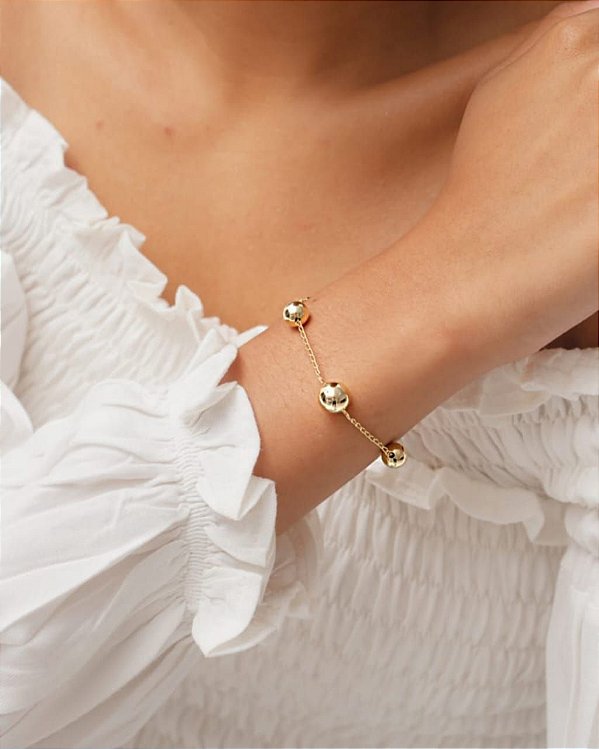 Pulseira Esfera Banhada a ouro 18k