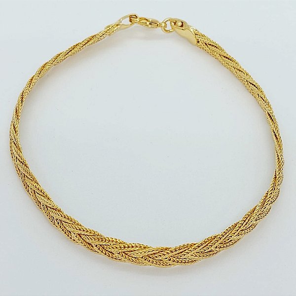 Pulseira Trançada Banhada a Ouro 18K