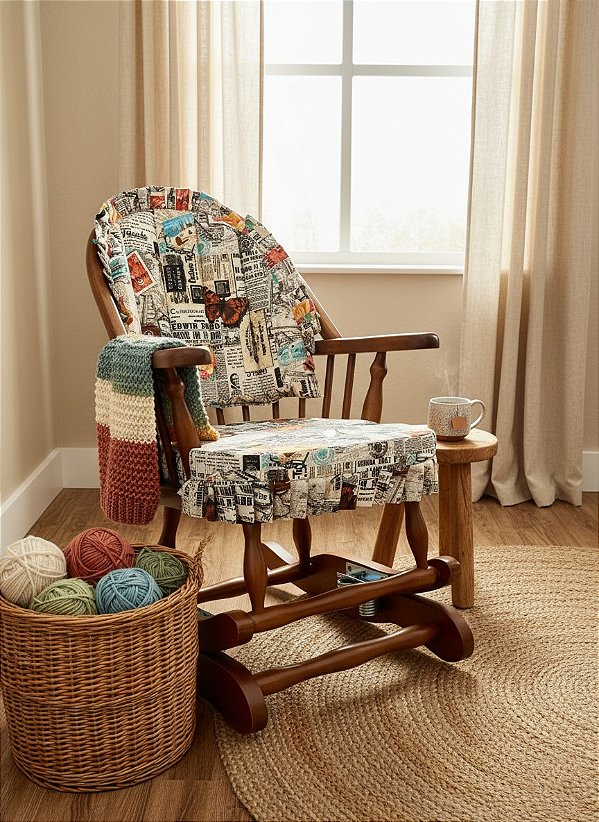 Cadeira de Balanço Jornal 90/40 x 60 x 50 - Moveis De Gramado