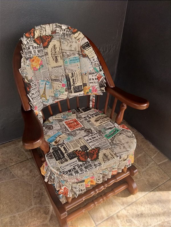 Cadeira de Balanço Jornal 90/40 x 60 x 50 - Moveis De Gramado
