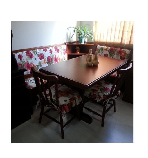 Conjunto Banco De Canto Alemão 1,70 x 1,70 (03 Cadeiras) (Mesa 1,40 x 1,30) - Móveis de Gramado