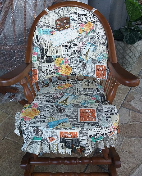Cadeira de Balanço Jornal Encosto Baixo 90/40 x 60 x 50 - Moveis De Gramado